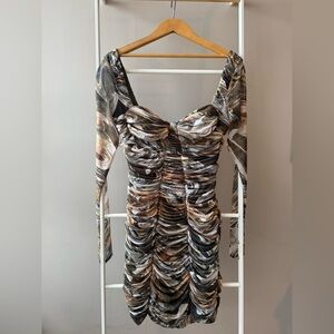 Zara Mesh Marble print Long Sleeve Dress